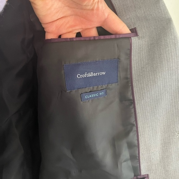 CRAFT & Barrow Man Gray Herringbone Sport Coat, Size 44L - Picture 7 of 8